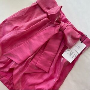 NWT Zara Shimmery Mini Skirt Bow Waist Small